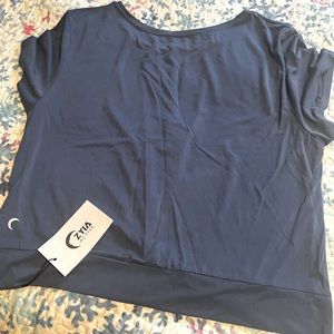 NWT ZYIA SWIRL TIE FRONT TOP. Dusky blue. Size is XXXL, but runs small.